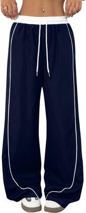 Generic Womens Parachute Pants Wide Leg Baggy Pants Y2K Elastic Waist Jogger Sweatpants Track Pants Streetwear