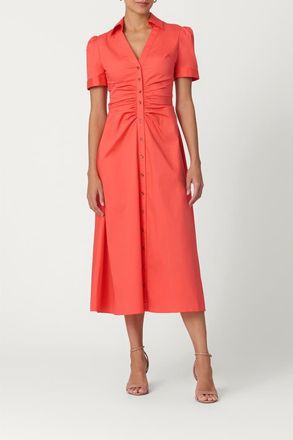 Shoshanna Cotton Poplin Barnet Dress in Tangerine at Nordstrom, Size 4