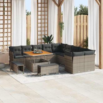 vidaXL Vidaxl - Conjunto De Sof&aacute; De Jard&iacute;n 13 Pcs Gris 100 X 100 X 71 Cm