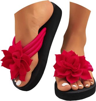 Generic Toe Separator Sandals, Womens Lightweight Flip Flops with Flowers, Summer Shoes, Bohemian Flip Flops, Flat Mules, Breathable Womens Slippers, Non-Slip