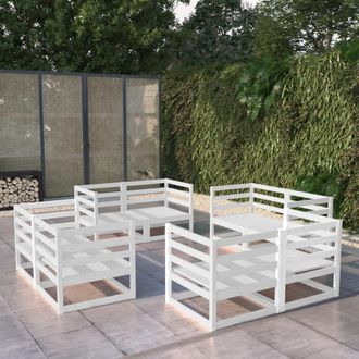 Berkfield Home 8 Piece Garden Lounge Set White Solid Pinewood