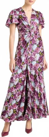 Cinq &agrave; Sept Kordyn Dahlia Print Dress In Lavender Crystal