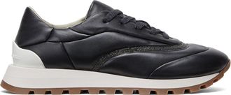 Brunello Cucinelli Monili-chain leather sneakers - women - Leather - 37 - Black
