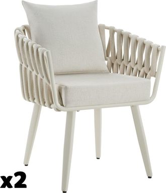 TecTake 2 sillas lugano con dise&ntilde;o de cuerda y estructura de aluminio, beige