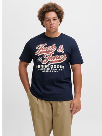 Jack & Jones Plus Size T-Shirt JJELOGO TEE SS ONECK 2 COL AW25 NOOS PLS, Herren, Gr. 4XL, blau (sky captain), Jersey, Obermaterial: 100% Baumwolle, JACK & JONES PLUSSIZE, be