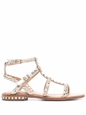 Ash studded double-buckle sandals - Metallic