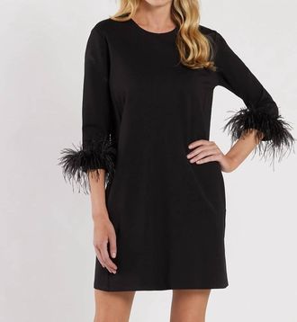 Jude Connally Franca Dress In Black Feathers