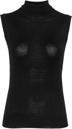 Sportmax Eschimo Mouwloze Trui - Dames - Coltruien - Zwart - S - Wol - Truien & Vesten