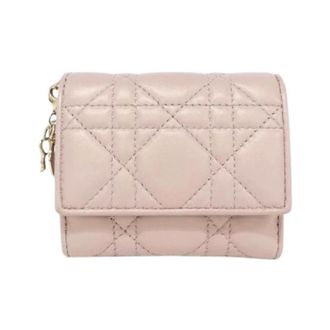 Dior Pre-owned Wallets, female, Pink, Size: ONE SIZE Pre-owned Lady Dior Lambskin Wallet