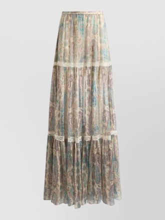 Etro long tiered skirt sheer fabric lace