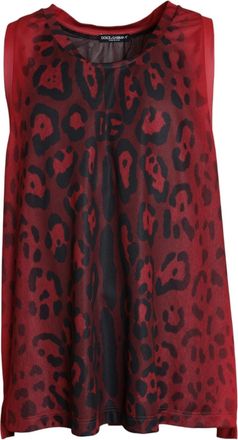 Dolce & Gabbana Red Leopard Print Sleeveless Men Tank Mens T-shirt (Pre-Owned)