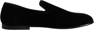 Dolce & Gabbana Zwarte Velvet Loafer Slip-On Schoenen - Heren - Loafers - Zwart - 42 1/2 EU - Katoen - Schoenen