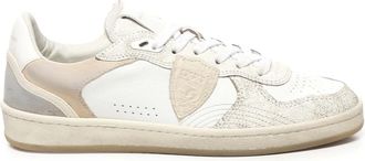 Philippe Model Witte Sneakers met Su&egrave;de Details - Dames - Sneakers - Wit - 36 EU - Su&egrave;de - Schoenen