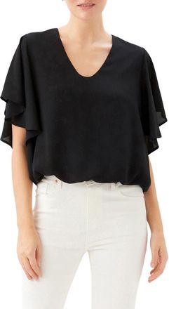 Karen Kane Flutter Sleeve V-Neck Top in Black at Nordstrom, Size X-Large P