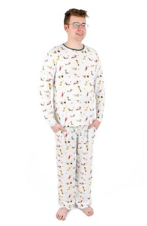 Leveret Mens Viscose Matching Family Holiday Pajamas, Reindeer & Polar Bear Prints in Dogs at Nordstrom, Size Xx-Large