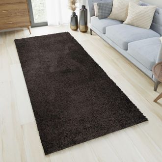 Tapiso Alfombra de pasillo shaggy de polipropileno en antracita 70x400 cm