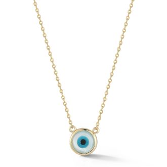 Ember Fine Jewelry 14K Gold Mother of Pearl Evil Eye Necklace
