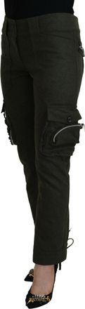 Ermanno Scervino Green Lace Up Leg Women Tapered Pants Wool Nylon
