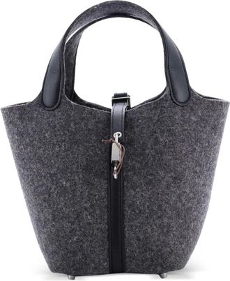 Herm&egrave;s Picotin Lock Bag Felt with Leather PM bucket bag - Zwart