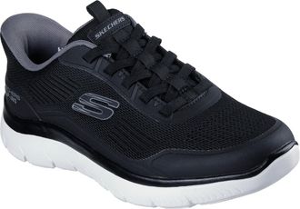 Skechers mens Summits Leyter Hands Free Slip in, Black/White, 6.5 Wide
