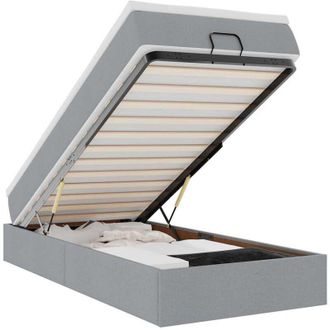 vidaXL Vidaxl - Estructura De Cama Otomana Con Colch&oacute;n Tela Gris Claro 90x200cm