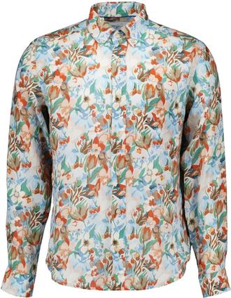 Eton Floral Linnen Print Overhemd - Heren - Casual Overhemden - Veelkleurig - L - Linnen - Overhemden