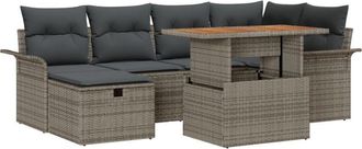 vidaXL Vidaxl - Garden Sofa Set Height-Adjustable 7 pcs Grey Poly Rattan