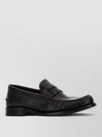 Prada leather loafers round toe stitch detailing