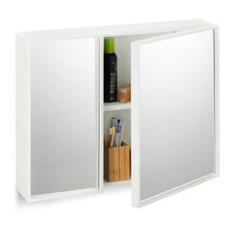 Relaxdays Armario De Ba&ntilde;o Con Espejo, Mueble De Pared Con 2 Puertas Espejadas, 50 X 65 X 15,5 Cm, Colgante, Blanco - Relaxdays