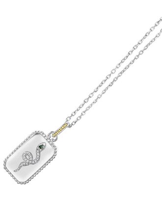 Phillip Gavriel 18K Over Silver 0.10 ct. tw. Diamond & Tsavorite Serpent Medallion Tag Necklace