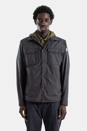 Moncler Mens 3-In-1 Shirt-Jacket Black Nylon With Removable Khaki Vest Chirano