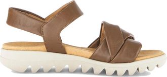 Gabor Platform Sandaal - Dames - Sleehakken - Bruin - 39 EU - Leer - Schoenen