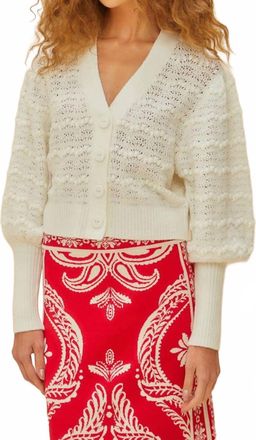Farm Rio Mix Lace Stitch Cardigan In Off White