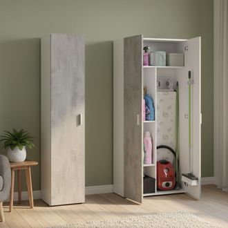 Dmora Armario Multiusos Grande Valdaora, Modular, 6 Estantes, 3 Puertas, 121x182h Cm Blanco
