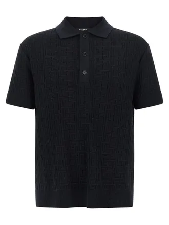Balmain Blue Wool Polo Mens Shirt