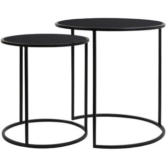 Light & Living Light&living - Conjunto De Mesas Auxiliares Duarte Vidrio Negro Y