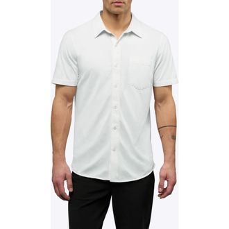 Cuts AO Curved Hem Short Sleeve Button-Up Shirt in White at Nordstrom, Size Xx-Large