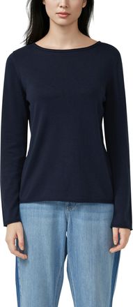 s.Oliver Strickpullover S.OLIVER, Damen, Gr. 34, navy, Strick, Obermaterial: 100% Baumwolle, unifarben, normal h&uuml;ftbedeckend, U-Boot-Ausschnitt, Pullover Stric