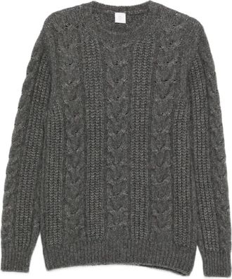 Eleventy Kabelgebreide trui met ronde hals - Grijs