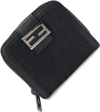 Fendi Black Canvas Leather Wallet (Bi-Fold) (Pre-Owned)