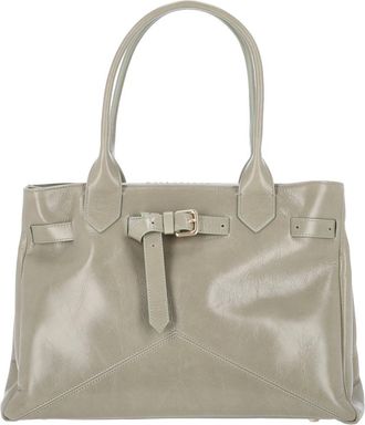 Ballantyne Sophisticated Grey Calfskin Tote With Adjustable Buckle Detail