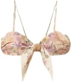 Twinset Linnen Bloemen Bralette Top - Dames - Tops zonder mouwen - Veelkleurig - M - Linnen - Tops