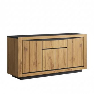 Urban Meuble Aparador efecto madera y negro con 4 puertas y 1 caj&oacute;n, 140x38,5x52cm