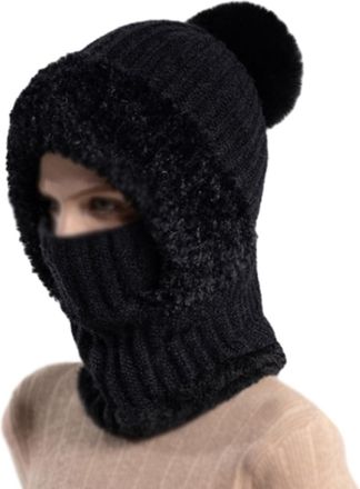 Generic Three in One Beanie Hat for Women, 3 in 1 Beanie Hat, Womens Knitted Hatin Fall and Winter (Black)