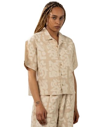Element Kurzarmshirt ELEMENT Hang Out, Damen, Gr. S, beige (stamp beige), 100% Viskose, Shirts Kurzarmshirt