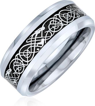 Bling Jewelry Mens Celtic Dragon Titanium Band Ring in Silver-Tone at Nordstrom Rack, Size 12