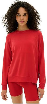 SPLITS59 Andie Oversized Fleece Sweatshirt Womens Sweatshirt Pirate Red : SM, Modal/Spandex
