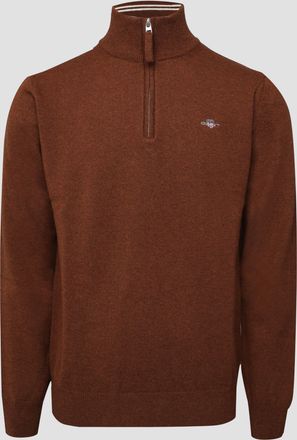 GANT Superfine Lamswollen Fleece met Halve Rits voor Heren in Bruin
