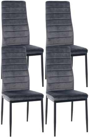 Clp Clp - Juego De 4 Sillas De Comedor Mayfair Gris Terciopelo