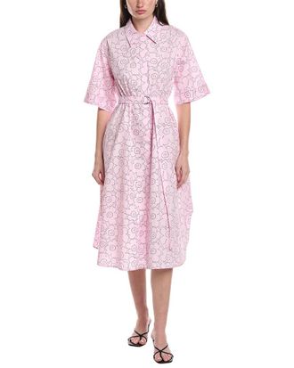 Marimekko Popliini Piirto Unikko Button Front Midi Dress